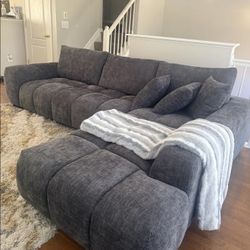 Grey Linen Sofa Sectional 🔥buy Now Pay Later 