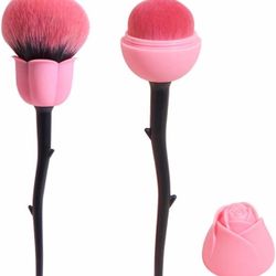 Brandnew  Pro Enchanted Rose Flower Makeup Brushes, For foundation, 2 pcs Pink Foundation and Powder Makeup Brush Set