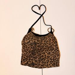 Leopard print crop top with adjustable straps