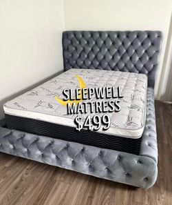 New Queen bed frame with mattress