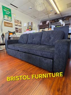 ❇️ Sofa Bed, Sofa Sleeper, Black Color, Chenille Fabric, New in the Box.