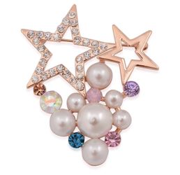 Austrian crystal, pearl and rhinestone brooch