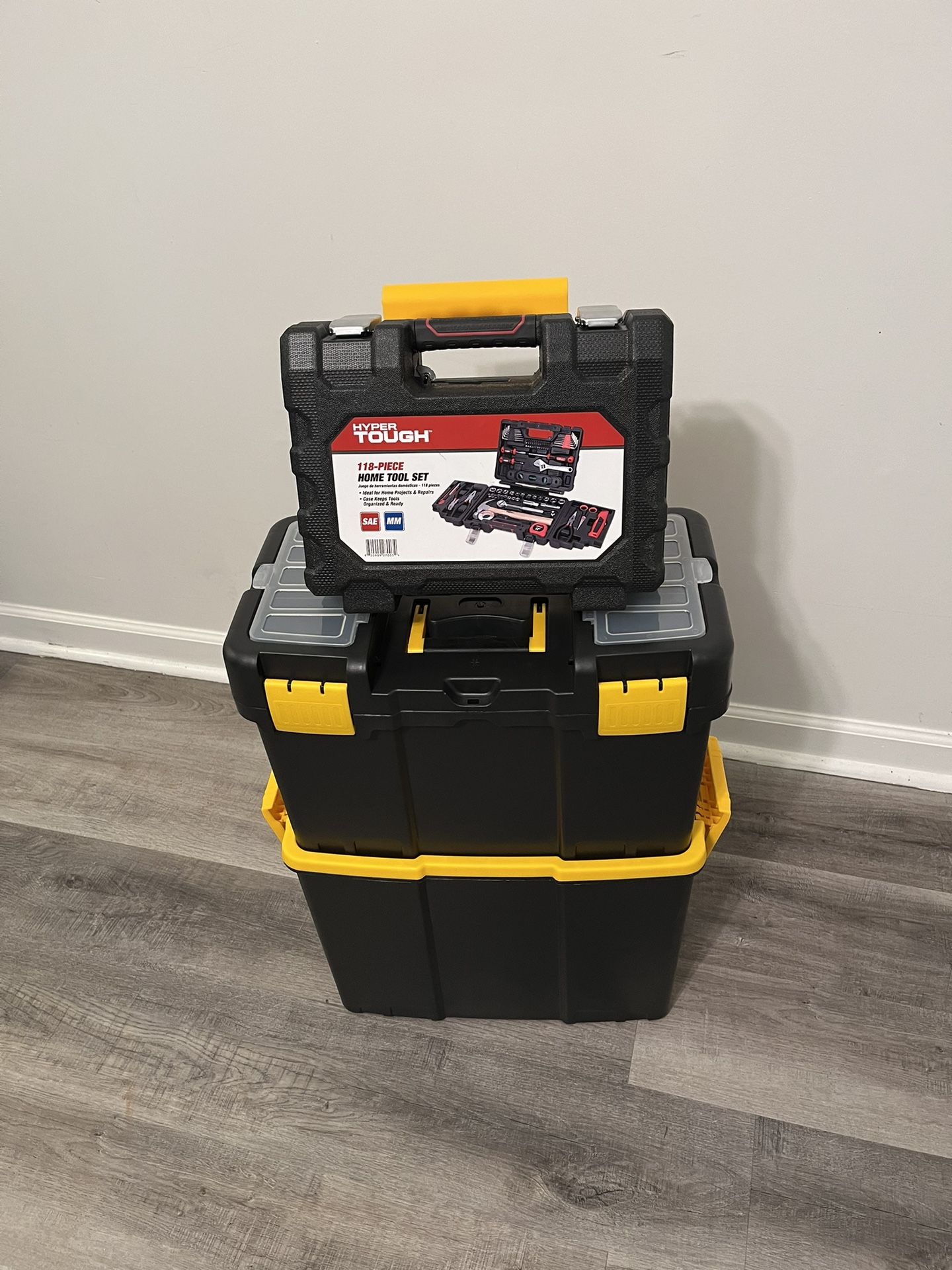 BRAND NEW Stackable  Portable Tool Box with Wheels & 118 full Toolkit. ALL BRAND NEW! Removable Trays and Heavy Duty Latches. $70 or By Best Offer