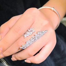 Leaf Double Sided Cz Fashion Ring 