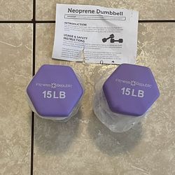 1 Pair 15 Lbs Neoprene Dumbbells 