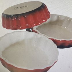 Set Of 3 Parisian Patisserie 5” Individual Tart/Flan/Pie Dish In Red/Black By ROCQ