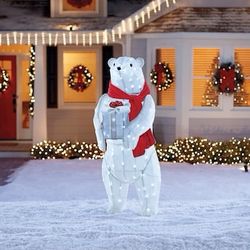 Outdoor Holliday Living  60-in Polar Bear Free Standing Christmas Decoration with White LED Lights