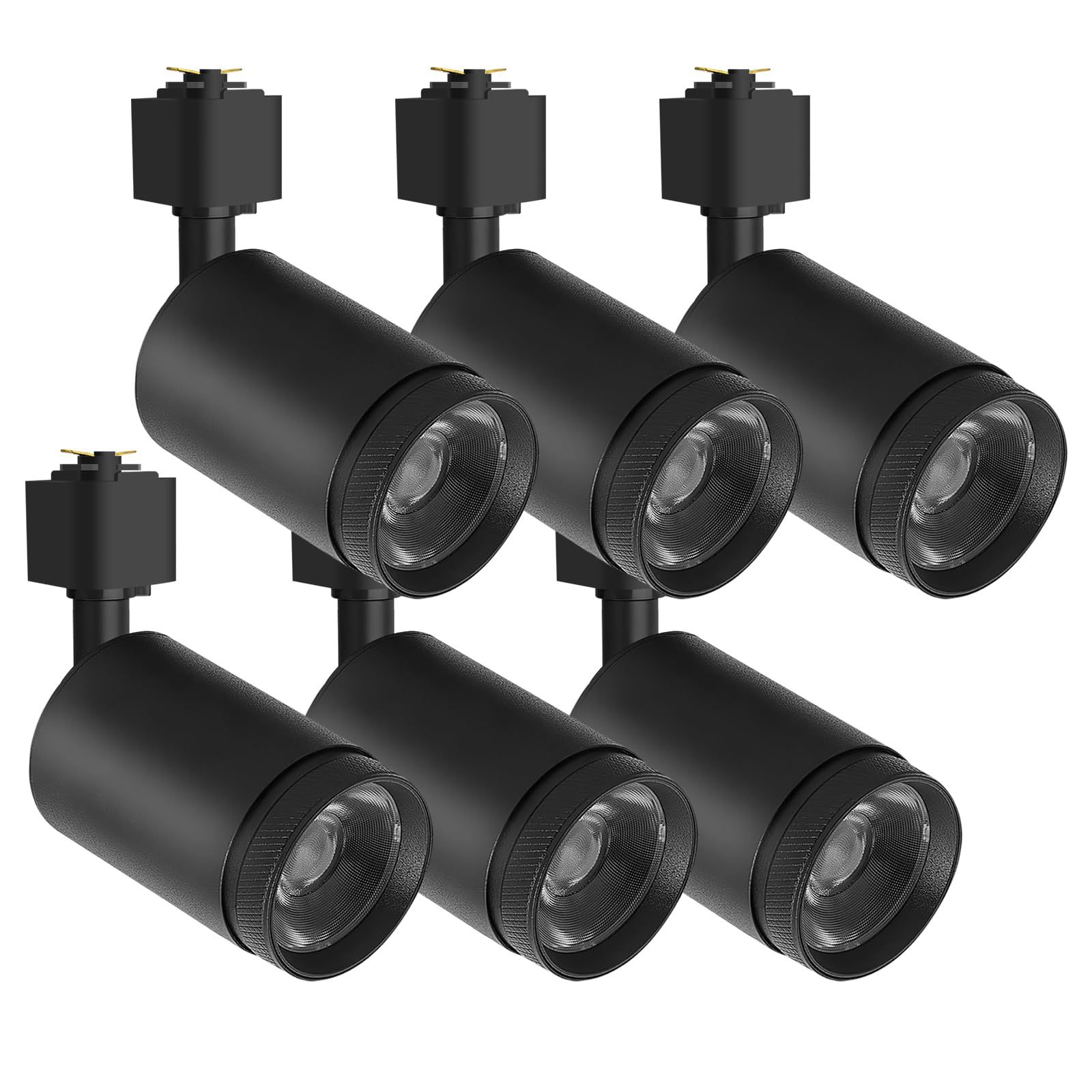 10W LED Track Lighting Heads – L-Type Adjustable Ceiling Spotlights, 3000K/4000K/5700K, Flicker-Free CRI90+ (6-Pack) – Black Track Light Fixtures for 