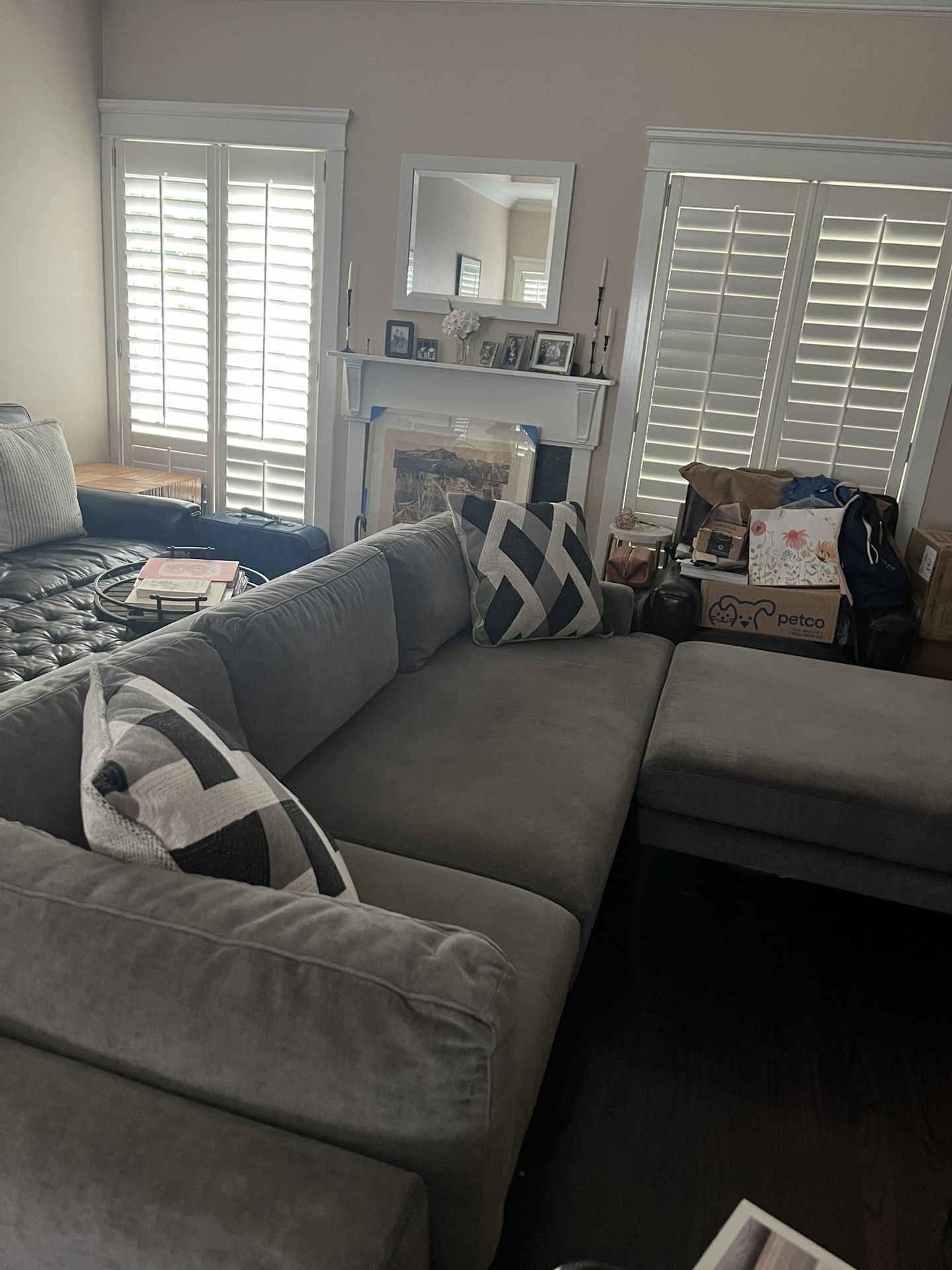West Elm Sectional With Large Ottoman Excellent Condition