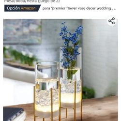 Flower Vase For Decoration Set Of Two Use Battery Led Lights 