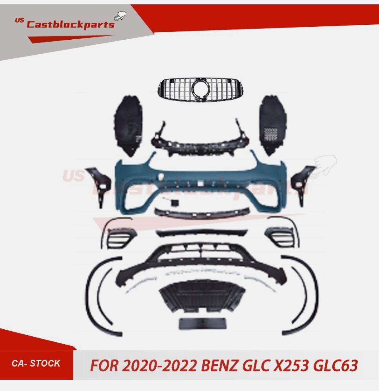 For 2020 2021 2022 Mercedes Benz GLC X253 GLC63 Front Bumper Cover Body kit