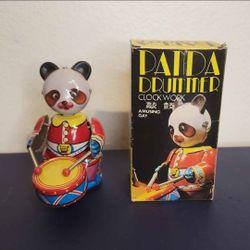 Drumming Panda Tin Toy Windup