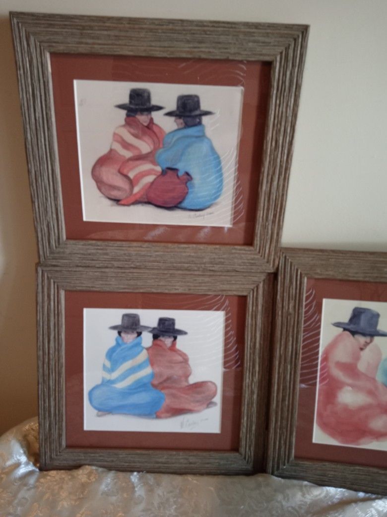 SET OF 3 SMALL PAINTINGS 10" X 8" APPROXIMATELY EACH ONE. PRE-OWNED CONDITION $55.00 FOR ALL