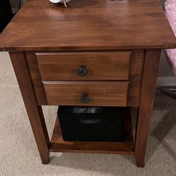 Solid Alder Wood Shaker End Table with Drawers in Antique Cherry