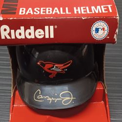 CARL RIPKEN JR AUTOGRAPHED RIDDLE MINI HELMET WITH COA 