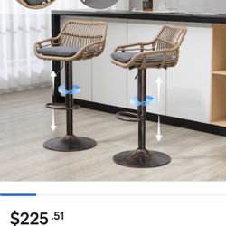 LOVMOR Modern Swivel Bar Stools Set of 2 Adjustable Counter Height Chairs with Footrest for Kitchen Dining Room (Gray)