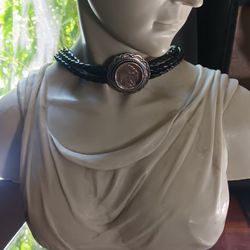 Sterling Silver And Leather Choker