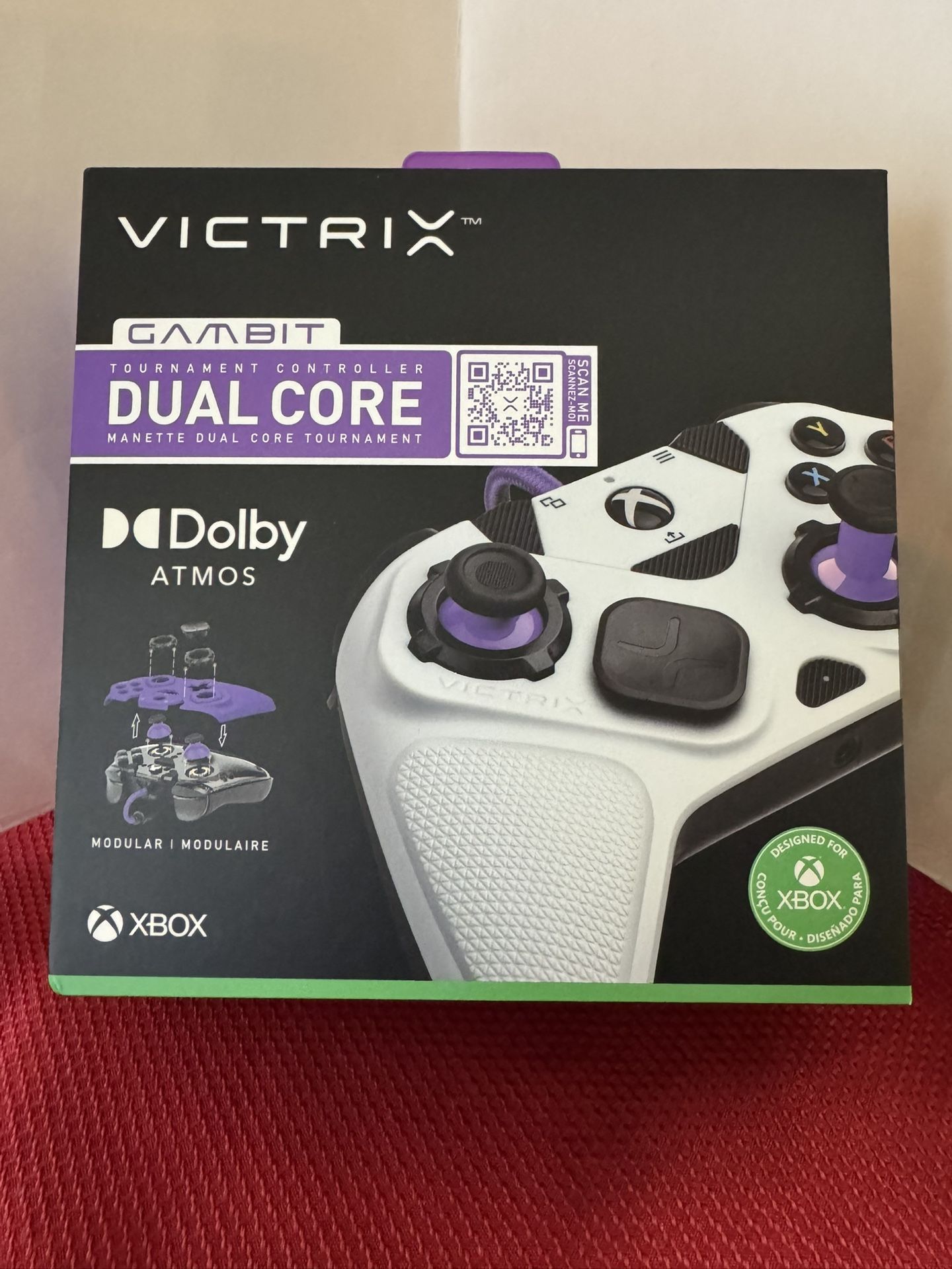 XBOX Victrix Gambit World's Fastest Licensed Xbox Controller, Elite Esports Pro Thumbsticks, Custom Paddles, Swappable White / Purple