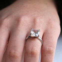 "Gorgeous Princess 925 Silver Plated Square Ring for Women, VIP011
  
   Thumbnail