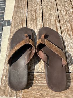 Flojos Men’s Brown Leather Flip-Flops – Size 14/15