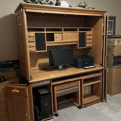Computer Armoire - Desk And Top Sold Together 