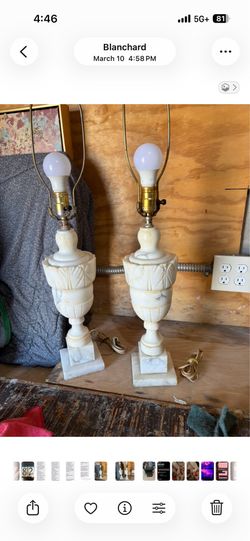 2 vintage alabaster lamps