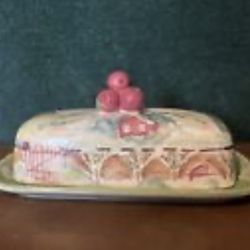 Vintage Michael Sparks Hand painted Butter Dish