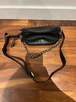 Micheal Kors black pebbled leather convertible belt bag/sling with chain + leather strap