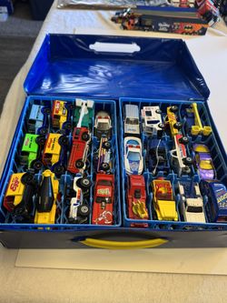 Lot of 48 Hot Wheels Matchbox Majorette Diecast Cars with Tara 48 Car Case