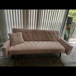 Couch, Dresser, Bed Frame With Mattress, Entertainment Stand, High Dining Table With 2 Chairs, Standing Mirror