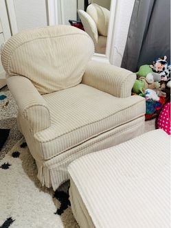 Comfy Ivory Rocking Chair with Ottoman