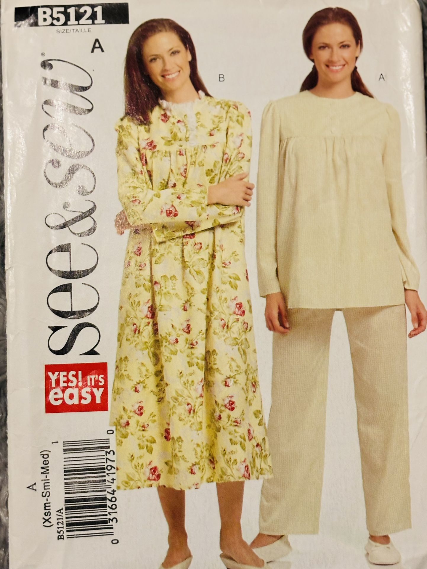 Vintage See&Sew 5121 Nightgown PJ Set Pattern Size XS-M Uncut