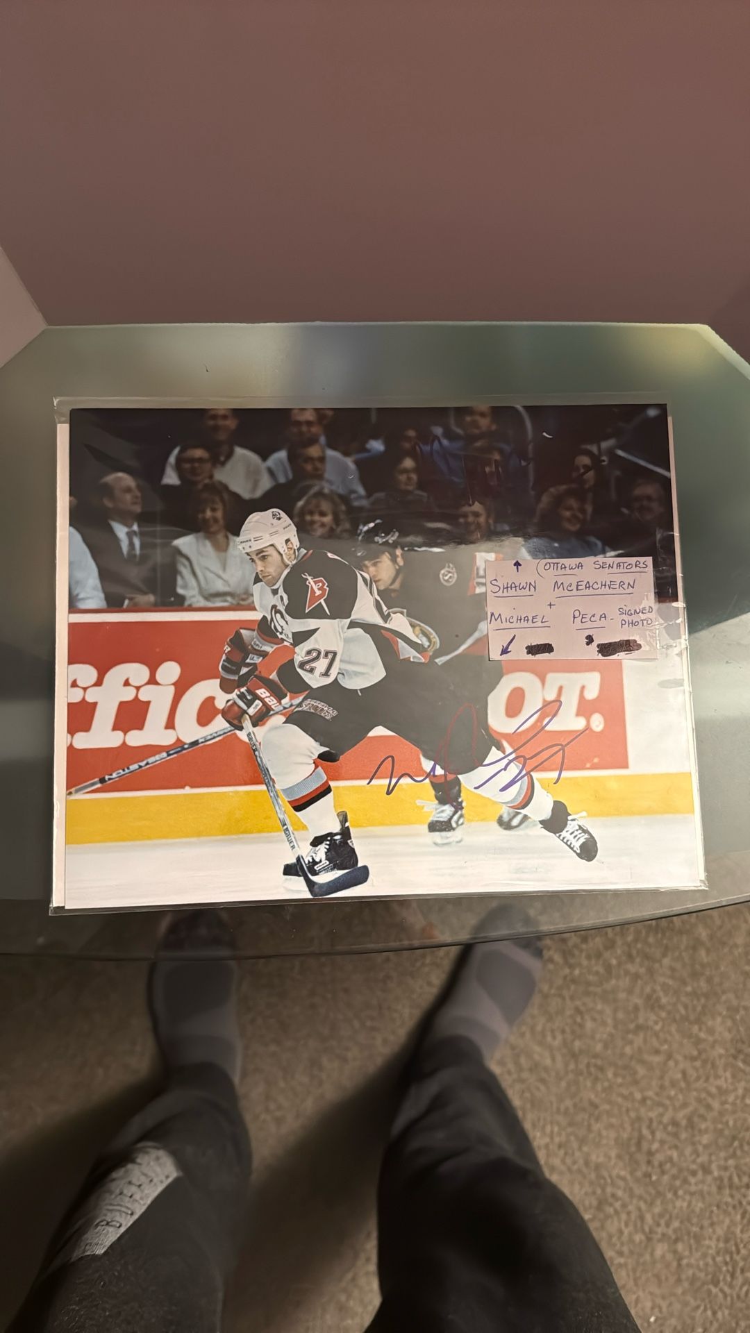 Ottawa Senators Shawn McEachern & Buffalo Sabres Michael Peca Signed Photo 