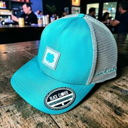 Black Clover NP23 Square Teal Green Grey Snap Back Trucker Hat Sz OS
