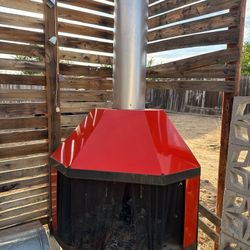 Mid-Century Modern freestanding fireplace,