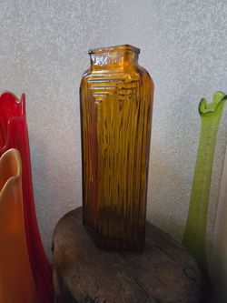 Amber art deco style glass vase