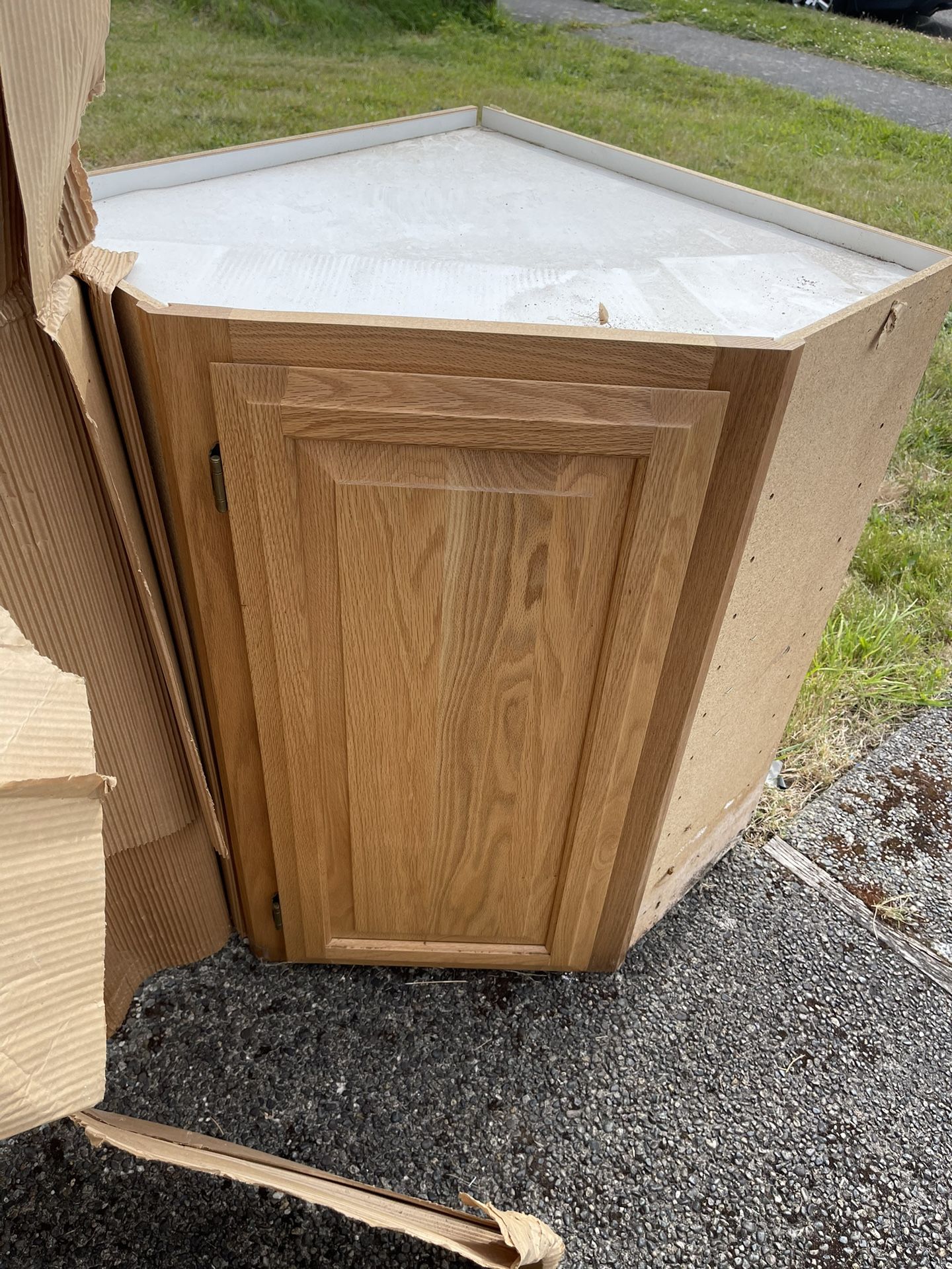 leftover construction items: Cabinets, wood