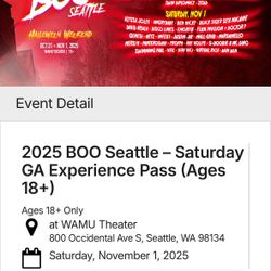 Boo Seattle Saturday Ticket 