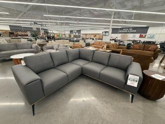 Pietro Gray Leather Sectional