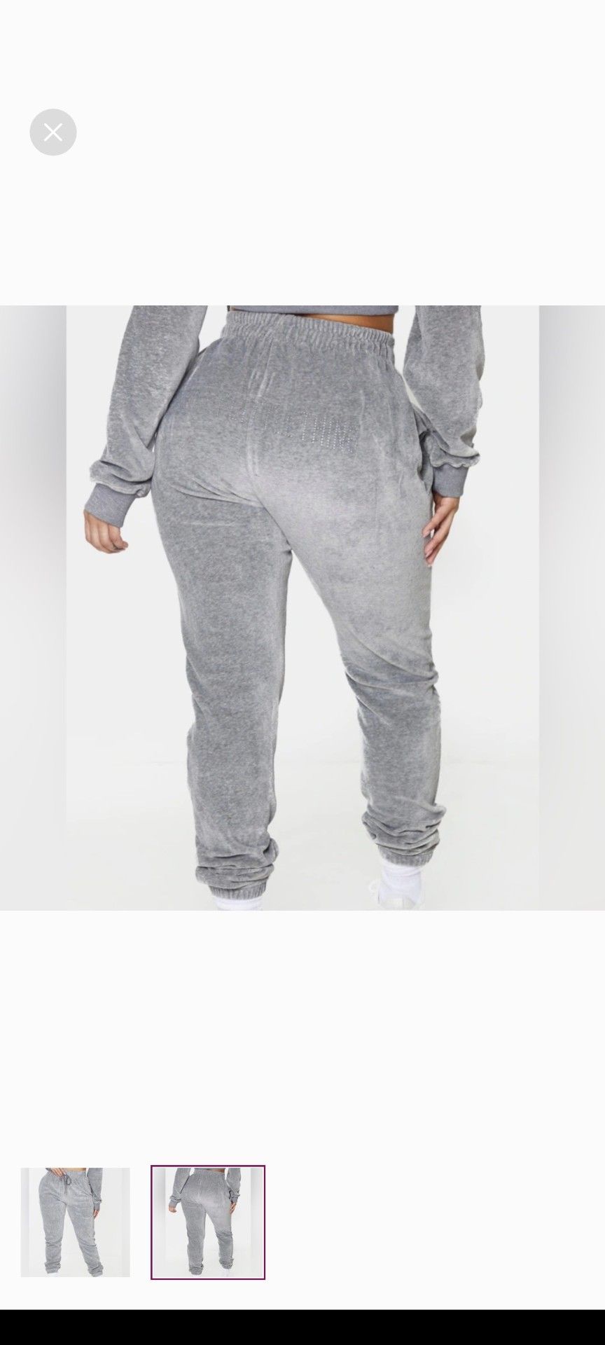 Pretty Little Thing gray velour jogger pant US Size 6 NWT