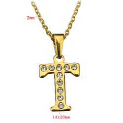 Necklace stainless steel initial alphabet letter 18k Gold Plated
