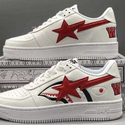 Red And White Bape Shoes 