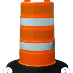 Orange Road Cones With Tire Base