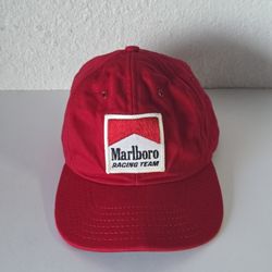 Vintage 90s Marlboro Racing Team Trucker Hat Snapback Cap Race USA
