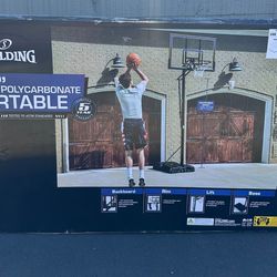 NEW Spalding 44” Polycarb Portable Shatter Proof Basketball Hoop Adjustable 10’
