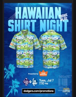 2026 Los Angeles Dodgers SGA 7/7/2026 Hawaiian Shirt Night XL NEW SEALED