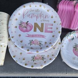 Our Little Pumpkin Is Turning One Girls First Birthday Set Pink New