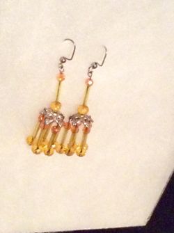 Chandelier dangle glass beaded earrings