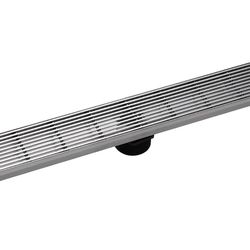 24-inch high-flow shower drain with wedge wire grate, brushed nickel 304 stainless steel, heavy-duty rain shower handles, heel guard style surface for