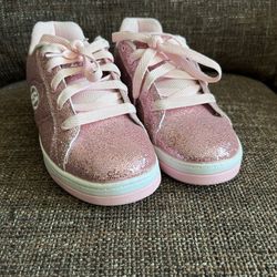 EXCELLENT USED Girl's Pink Glitter Heelys, Women's Size 7